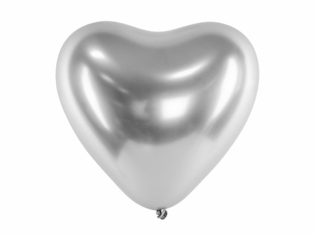 Hjerte Ballonger Sølv 5 stk