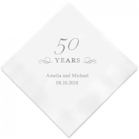 Jubileum / Bursdag 50 Years - Personlig Serviett