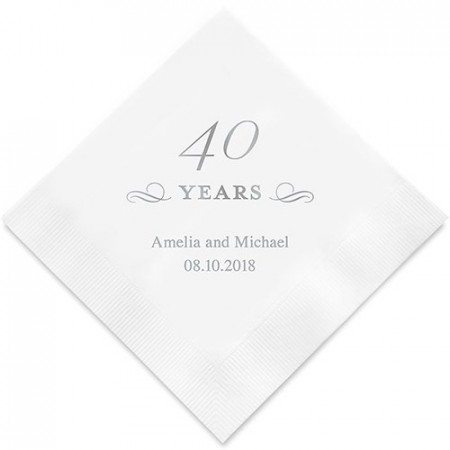 Jubileum / Bursdag 40 Years - Personlig Serviett