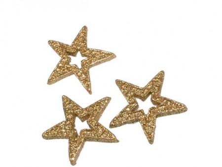 Glitter Stjerner Gull 3,5 cm 12 stk